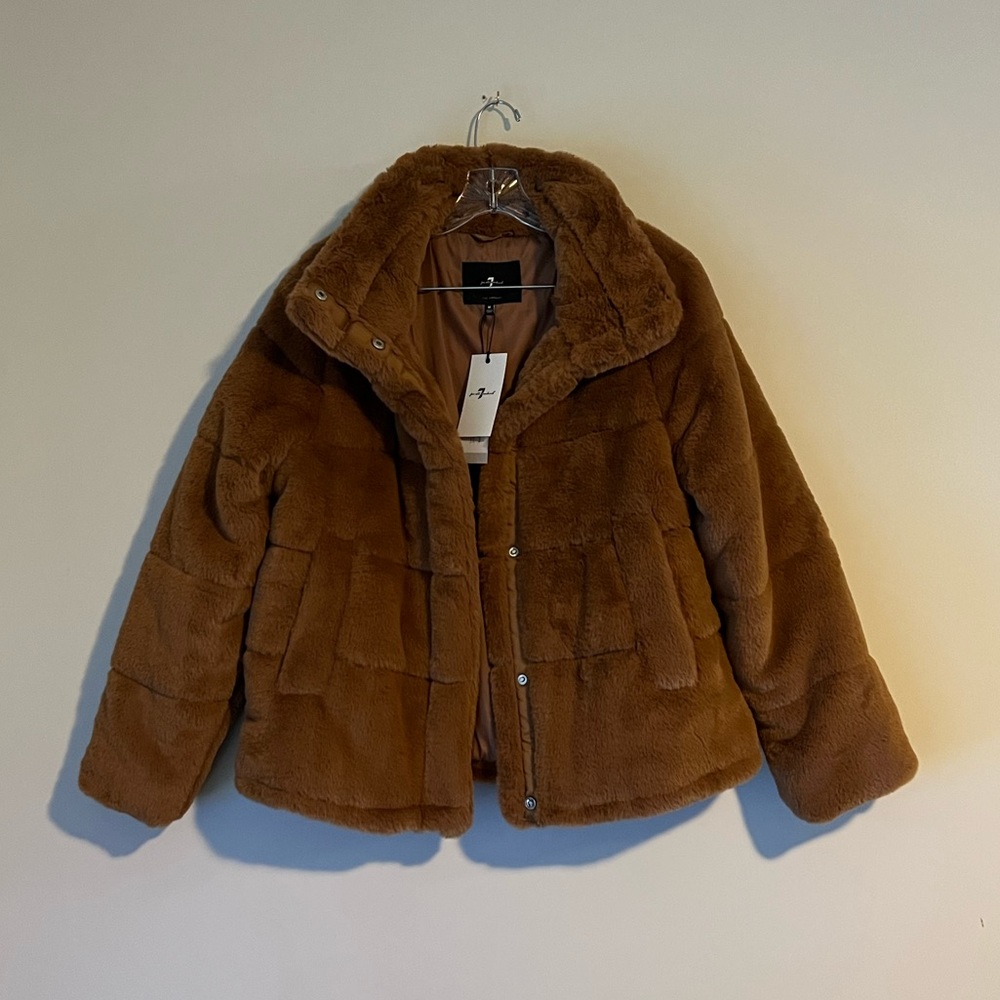 NWT 7 For All Mankind Faux Fur Puffer Coat